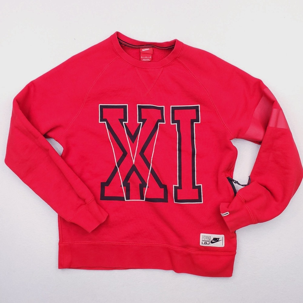 Nike Sweatshirt Men Medium Red Lebron James AW77 Pullover‎ Crew VXI Basketball